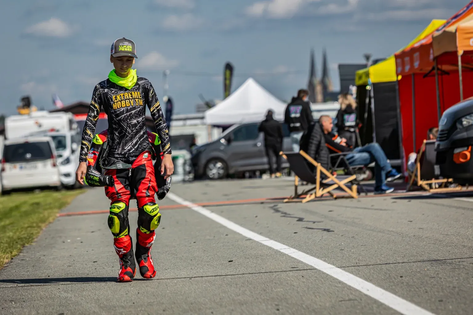 Šimon Urbančok in the paddock without his helmet, 2025